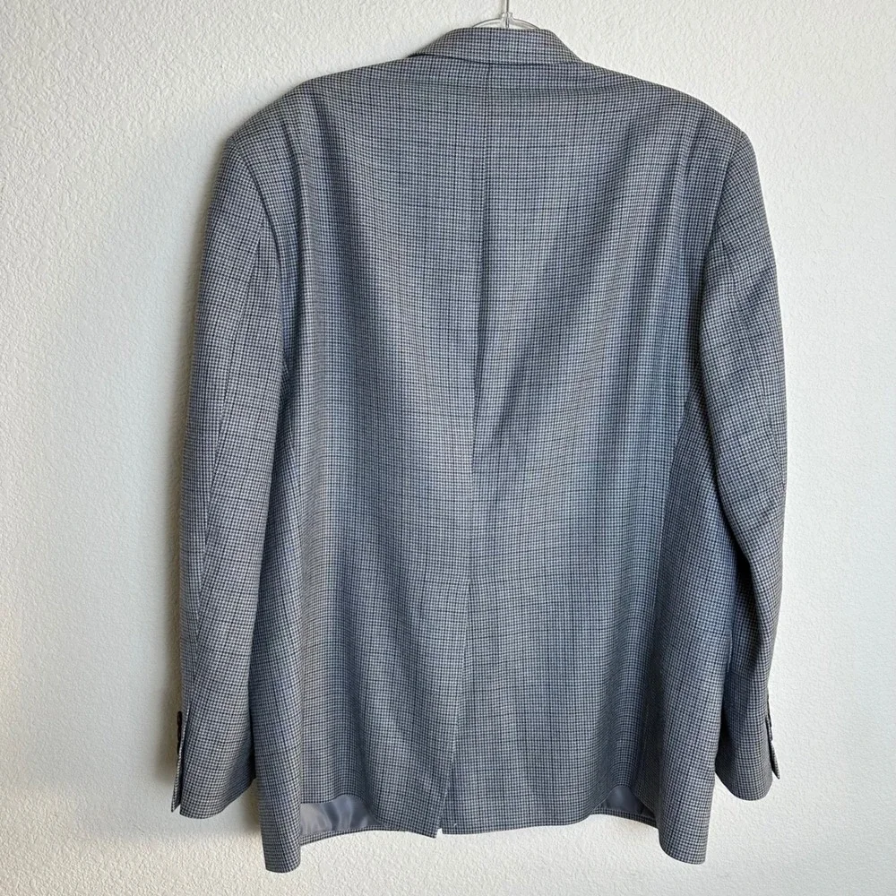 Ralph Lauren Silk Wool Houndstooth Blazer Mens 44R Blue Grey Sport‎ Coat Canada